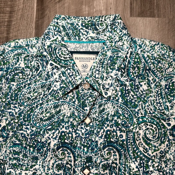 Panhandle Rough Stock Western Long Sleeve Pearl Snap Button Shirt - Medium - Picture 6 of 6